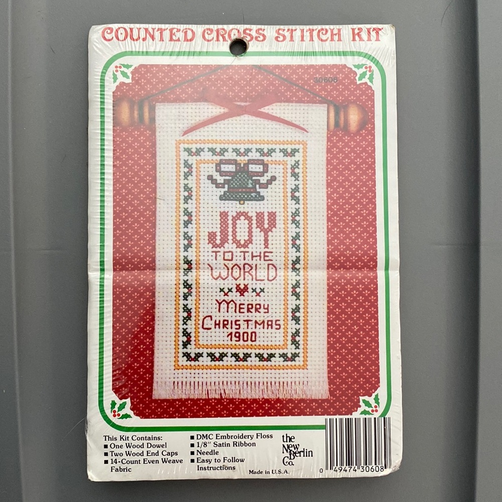 Joy to the World - VTG Counted Cross Stitch Holiday Banner Kit - New Berlin